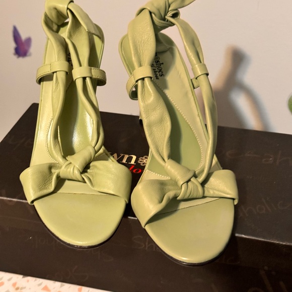 TOWN SHOES | Mint green retro strap open toe still in box vintage leather shoe - Picture 7 of 7